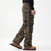 Camouflage cargo pants with multiple flap pockets