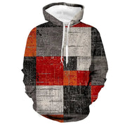 Men's 3D Checkered Hoodie - Streetwear Casual - Grey