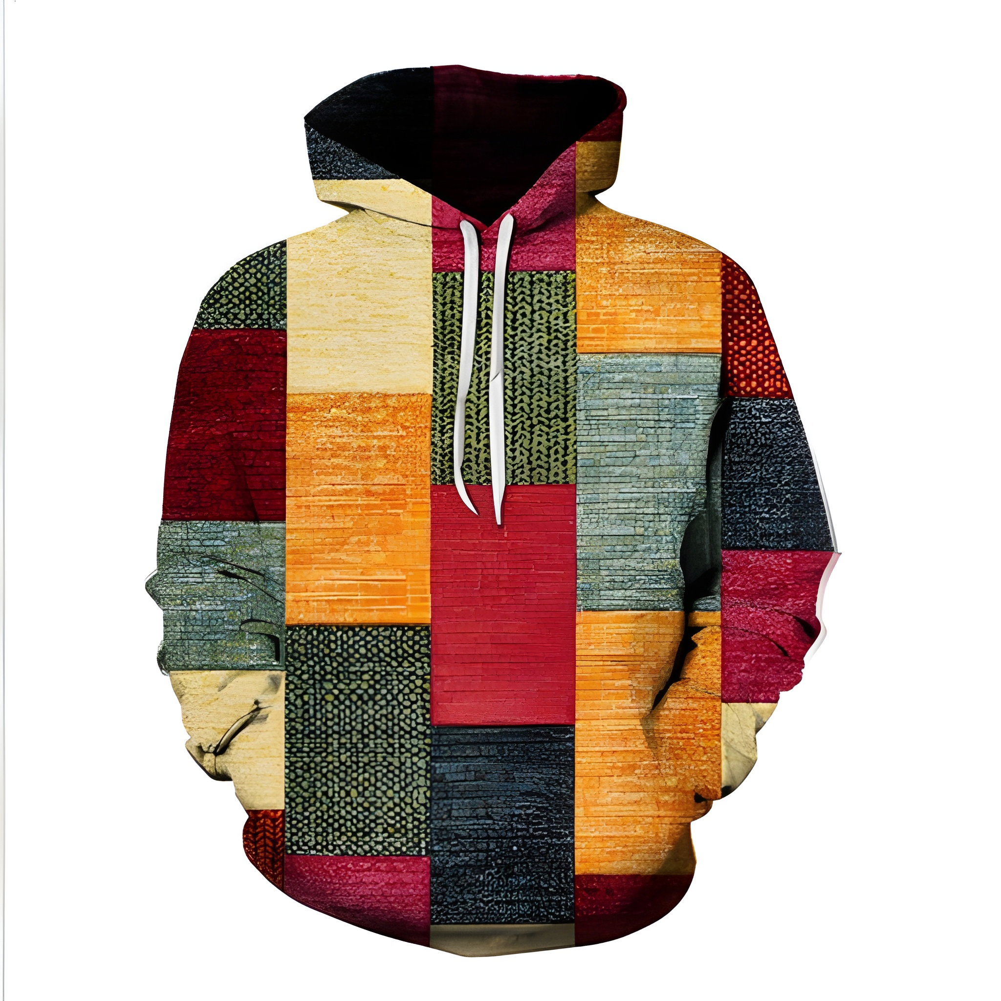 Men's 3D Checkered Hoodie - Streetwear Casual - Orange