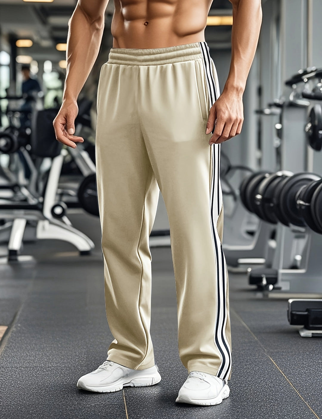 Men's Athletic Shorts - Breathable Drawstring Training Shorts - Apricot