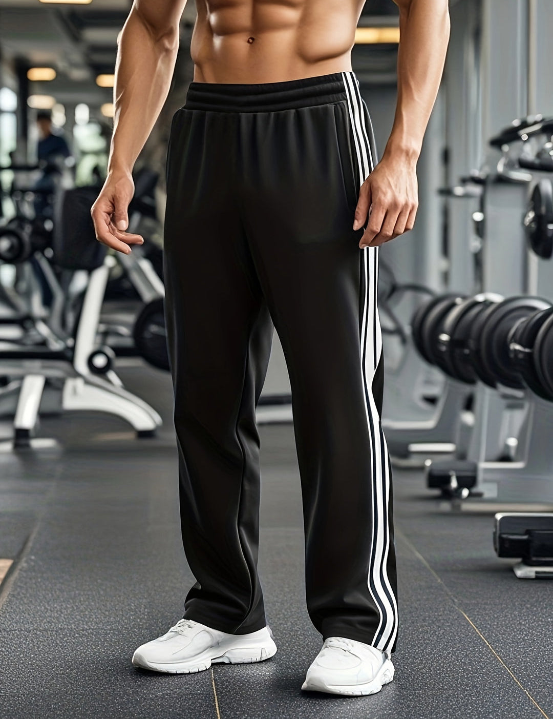 Men's Athletic Shorts - Breathable Drawstring Training Shorts - Black