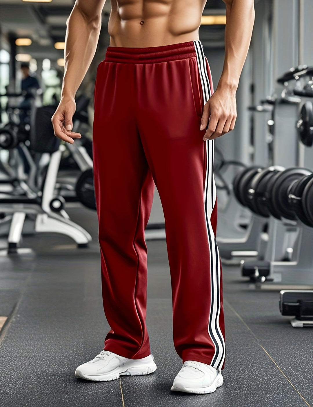 Men's Athletic Shorts - Breathable Drawstring Training Shorts - Red