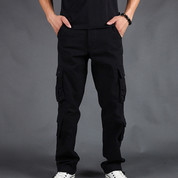 Men's Cargo Pants - Straight Fit Utility Work Trousers - Black