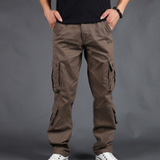 Men's Cargo Pants - Straight Fit Utility Work Trousers - Brown
