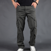 Men's Cargo Pants - Straight Fit Utility Work Trousers - Grey