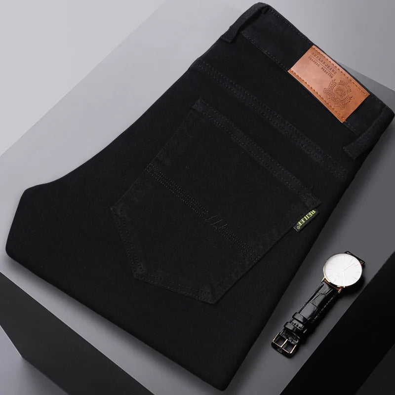 Men's Comfort Fit Denim Jeans - Classic Five-Color Selection - Black