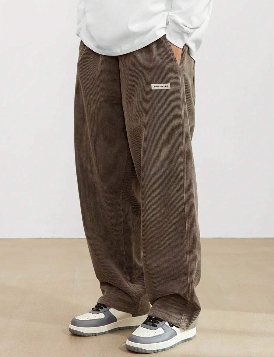 Men's Corduroy Pants - Loose-Fit Straight Leg - Green