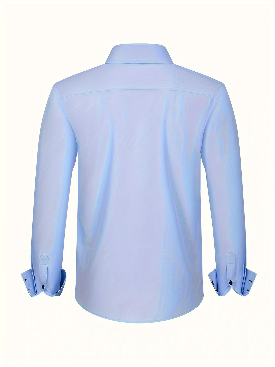 Men's Double-Breasted Stretch Shirt - Light Blue with Contrast Cuffs