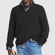 Men's Half-Zip Sweater - Modern Comfort Knit - Black