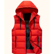 Men's Hooded Puffer Vest - Lightweight Winter Warmth - Red