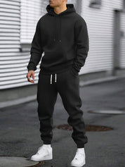 Men's Hoodie & Joggers Set - Casual Comfort - Black