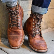 Men's Leather Lace-Up Boots - Classic Brown - Brown