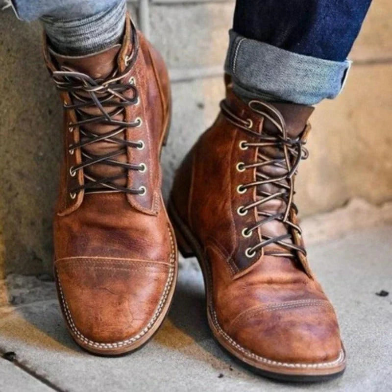 Men's Leather Lace-Up Boots - Classic Brown - Brown