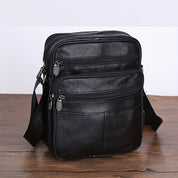 Men's Leather Shoulder Bag - Structured Crossbody - Black