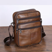 Men's Leather Shoulder Bag - Structured Crossbody - Brown
