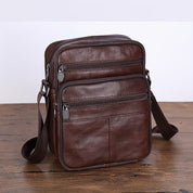 Men's Leather Shoulder Bag - Structured Crossbody - Coffee