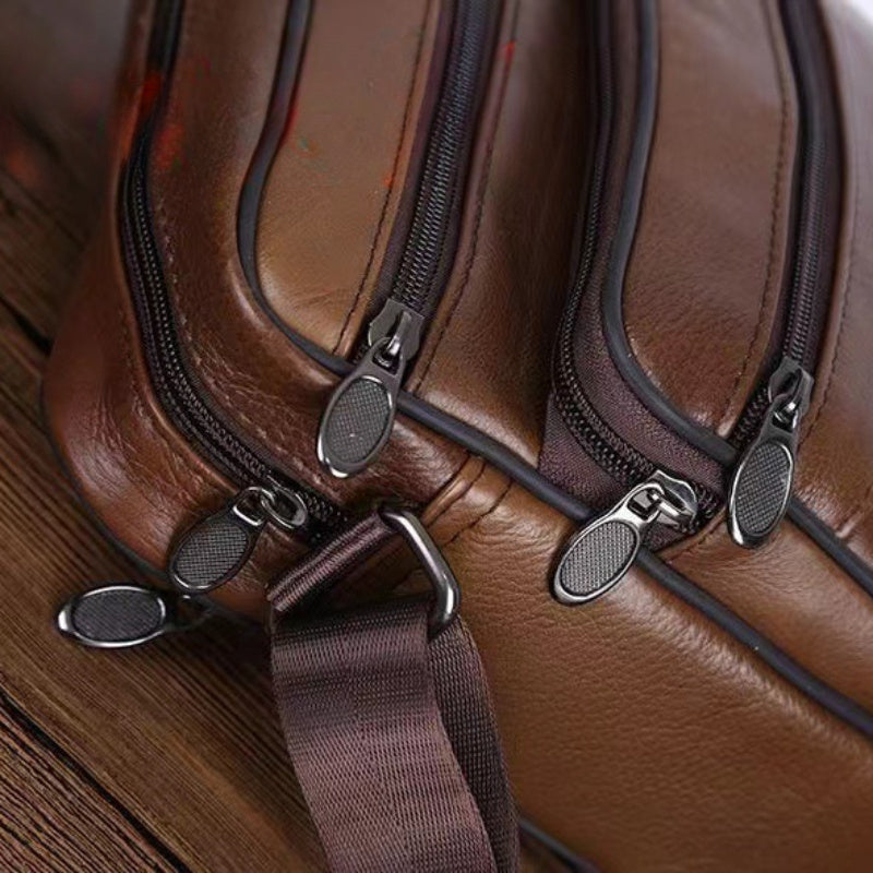 Men's Leather Shoulder Bag - Structured Crossbody