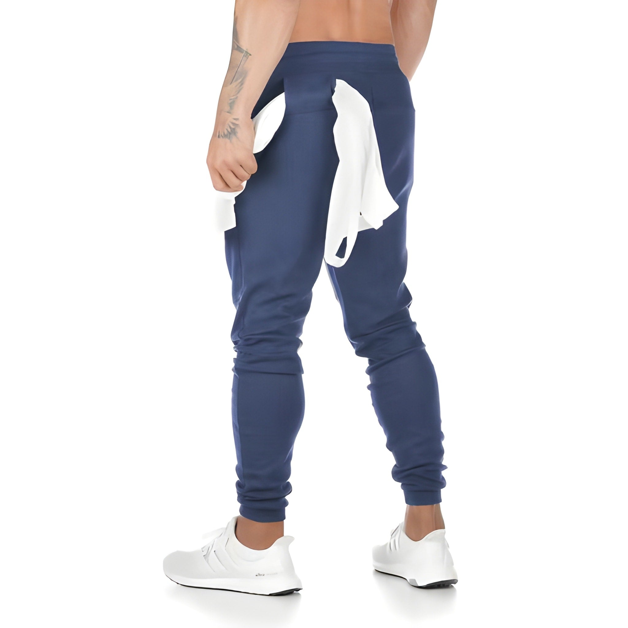 Men's Lightweight Joggers - Zip Pockets & Drawstring - Blue