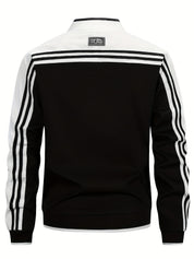 Men's Lightweight Sports Vest - Baseball Collar & Striped Sleeves