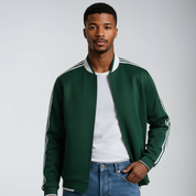 Men's Lightweight Sports Vest - Baseball Collar & Striped Sleeves