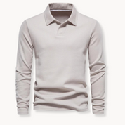 Men's Long Sleeve Polo Shirt - Classic Comfort & Timeless Style - Beige
