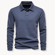 Men's Long Sleeve Polo Shirt - Classic Comfort & Timeless Style - Blue