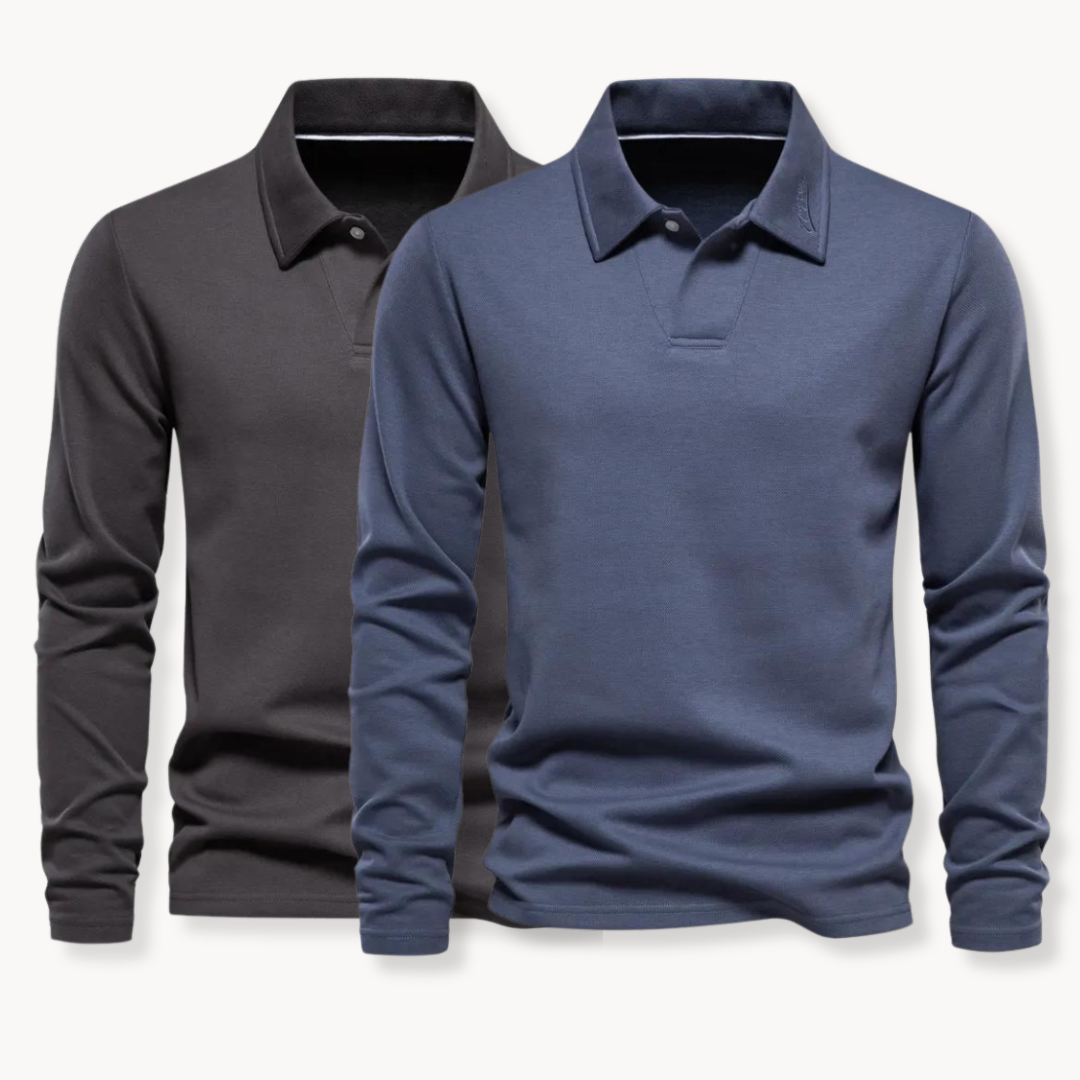 Men's Long Sleeve Polo Shirt - Classic Comfort & Timeless Style