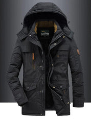 Men's Military Jacket - Army Green Winter Coat - Black
