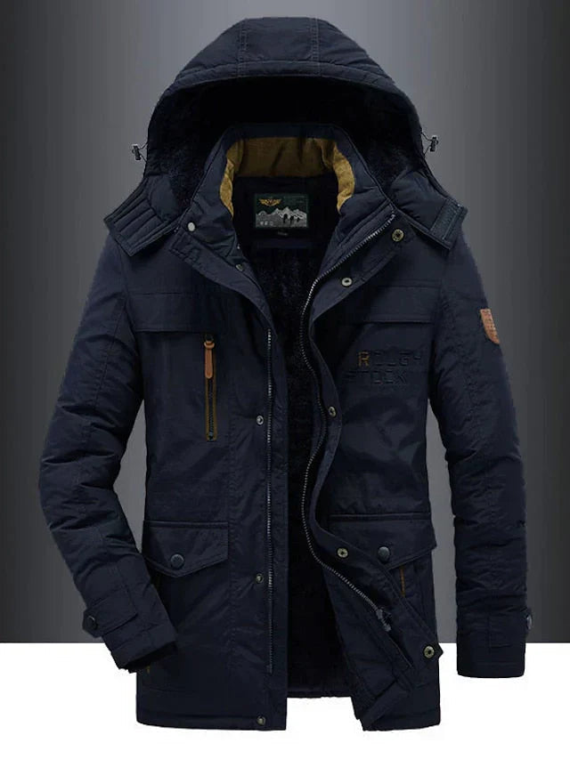 Men's Military Jacket - Army Green Winter Coat - Blue