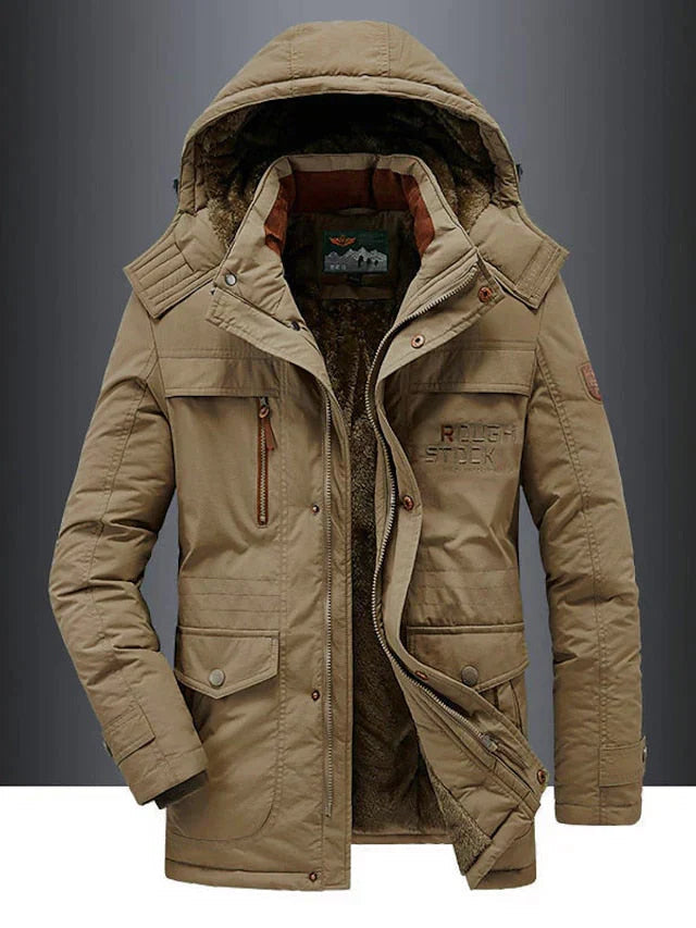 Men's Military Jacket - Army Green Winter Coat - Khaki