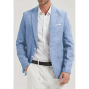 Men's Polyester Blazer with Split Hem - Casual to Formal - Blue