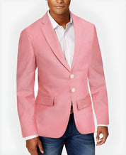 Men's Polyester Blazer with Split Hem - Casual to Formal - Pink