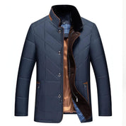 Men's Quilted Winter Jacket - Warm & Functional Design - Blue