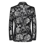 Men's Slim Fit Blazer with Metallic Print - Formal Evening Jacket