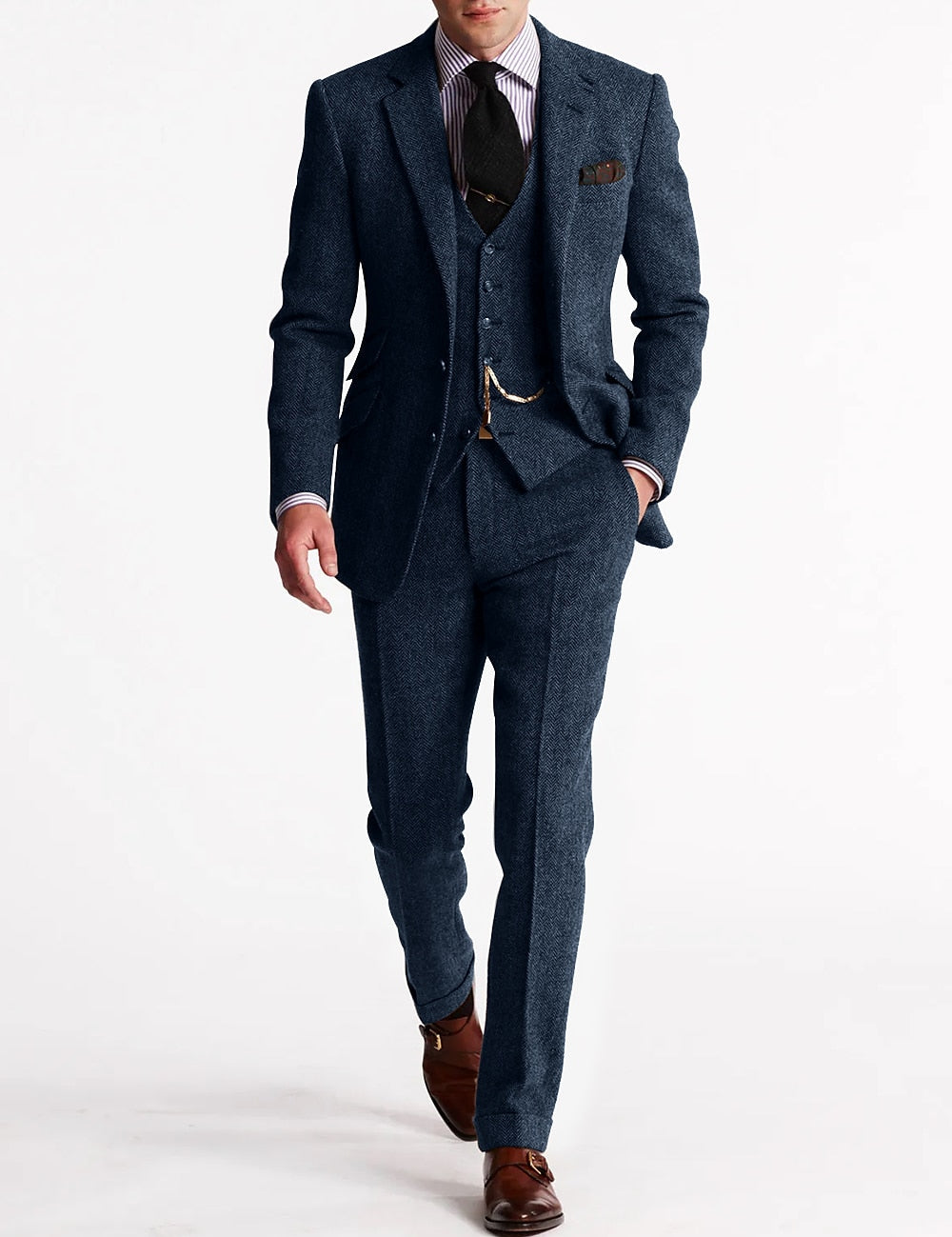 Men's Three-Piece Suit - Formal Business & Wedding Wear - Blue