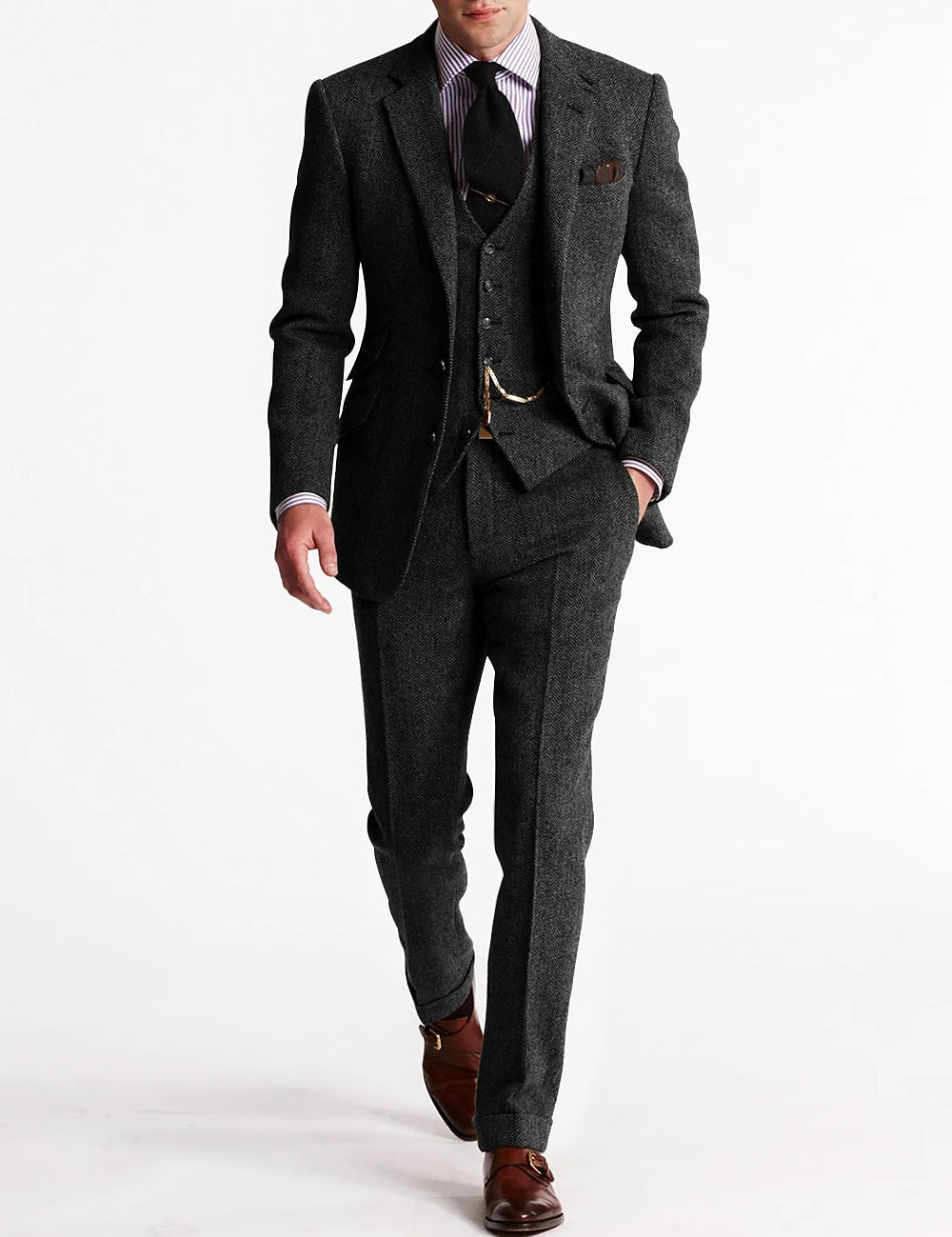 Men's Three-Piece Suit - Formal Business & Wedding Wear - Grey