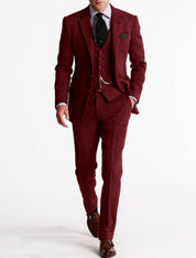 Men's Three-Piece Suit - Formal Business & Wedding Wear - Red