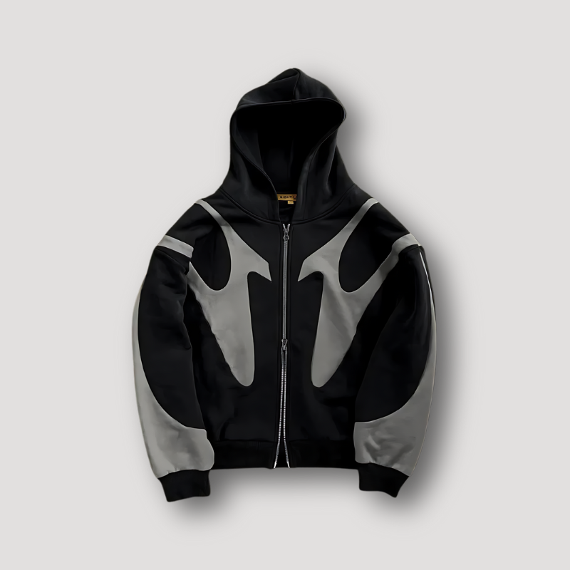 Men's Urban Hoodie - Streetwear Casual Zip - Black