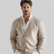 Men's V-Neck Vest with Button Closure - Classic Fit - Beige