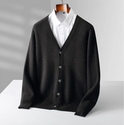Men's V-Neck Vest with Button Closure - Classic Fit - Black
