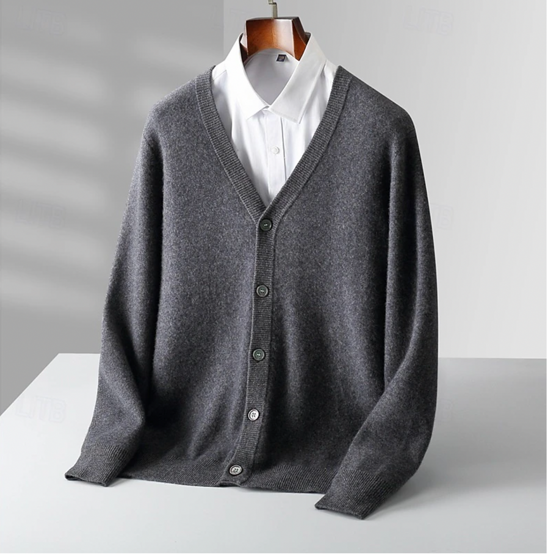 Men's V-Neck Vest with Button Closure - Classic Fit - Charcoal