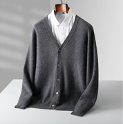 Men's V-Neck Vest with Button Closure - Classic Fit - Charcoal