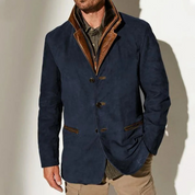 Men's Vintage Leather Jacket - Classic Timeless Style - Blue