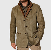 Men's Vintage Leather Jacket - Classic Timeless Style - Khaki