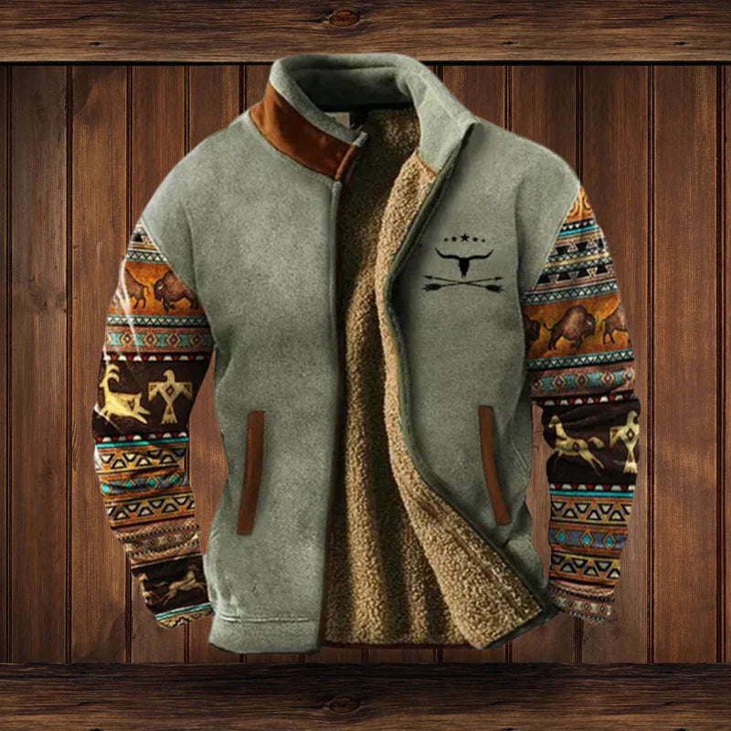 Men's Vintage Winter Jacket - Warm Outdoor Style - Grey