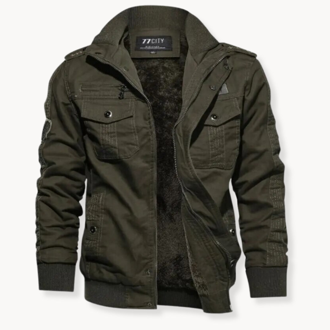 Men's Windproof Winter Work Jacket - Khaki - Green