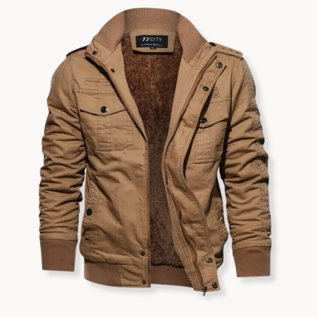 Men's Windproof Winter Work Jacket - Khaki - Khaki