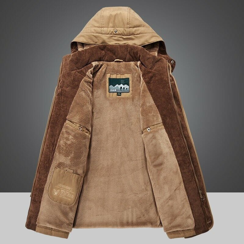 Men's Winter Parka Jacket with Multiple Pockets