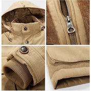 Men's Winter Parka Jacket with Multiple Pockets