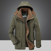 Men's Winter Parka Jacket with Multiple Pockets - Green